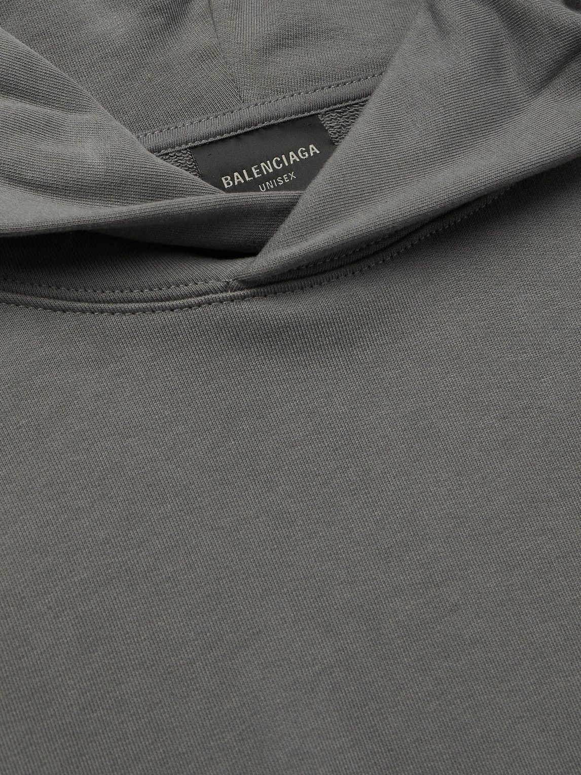 Balenciaga - Logo-Embroidered Cotton-Jersey Hoodie - Gray Balenciaga