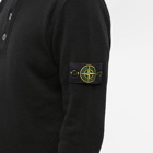 Stone Island Men's Lambswool Quarter Button Knit in Black