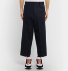 Alexander McQueen - Navy Wide-Leg Cotton-Gabardine Trousers - Men - Navy