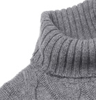 Incotex - Slim-Fit Cable-Knit Ombré Virgin Wool and Cashmere-Blend Rollneck Sweater - Gray