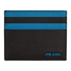 Prada Black and Blue Logo Card Holder