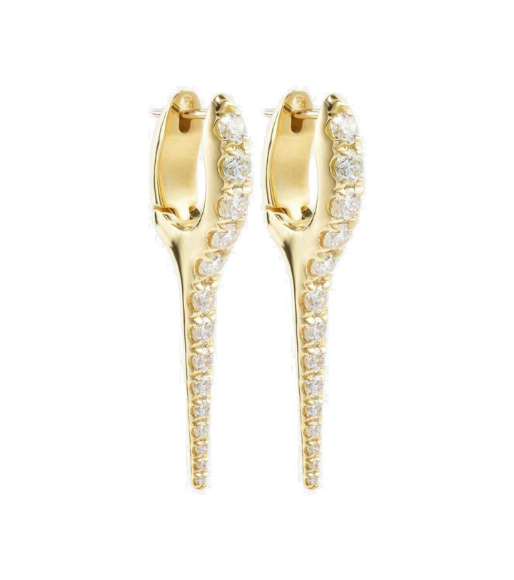 Photo: Melissa Kaye Lola Needle Small 18kt gold earrings with diamonds