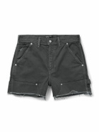 Enfants Riches Déprimés - Slim-Fit Distressed Herringbone Denim Shorts - Black