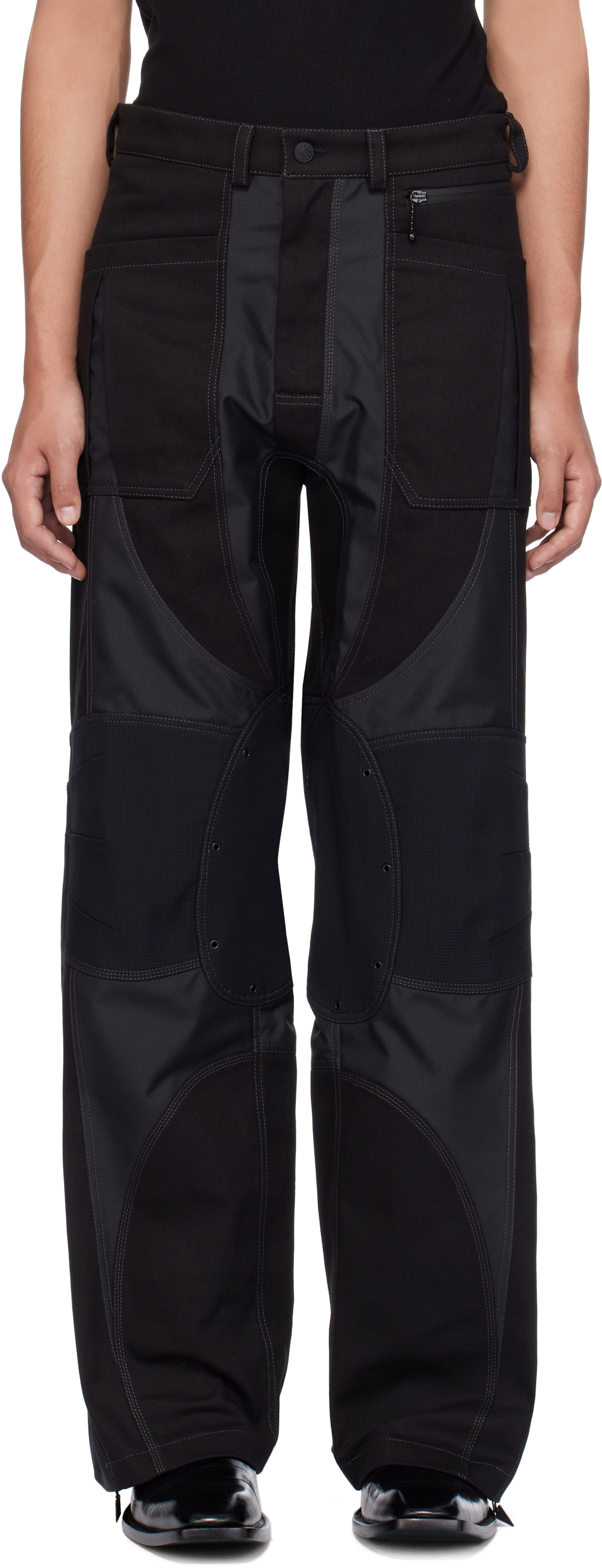 Mugler Black Technical Fabric Trousers