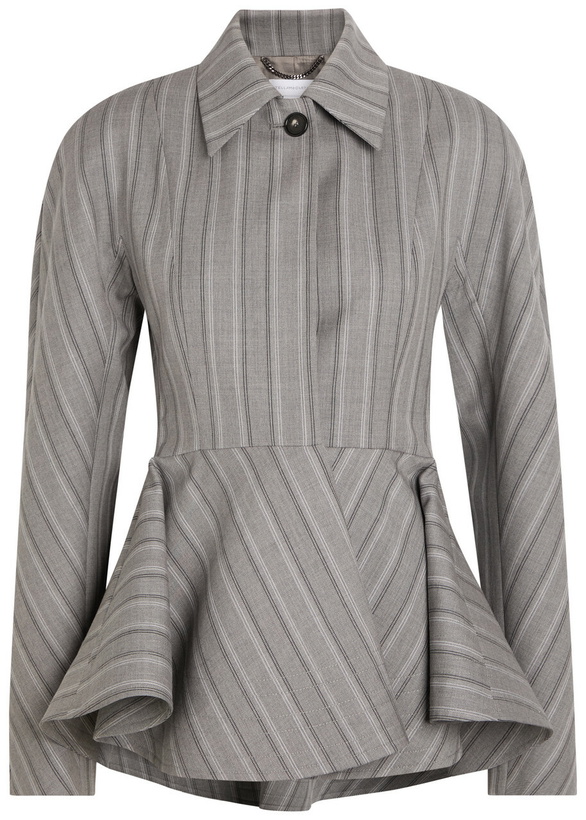 Photo: Stella Mccartney Striped Peplum-hem Wool Jacket Grey