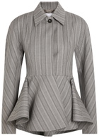 Stella Mccartney Striped Peplum-hem Wool Jacket Grey