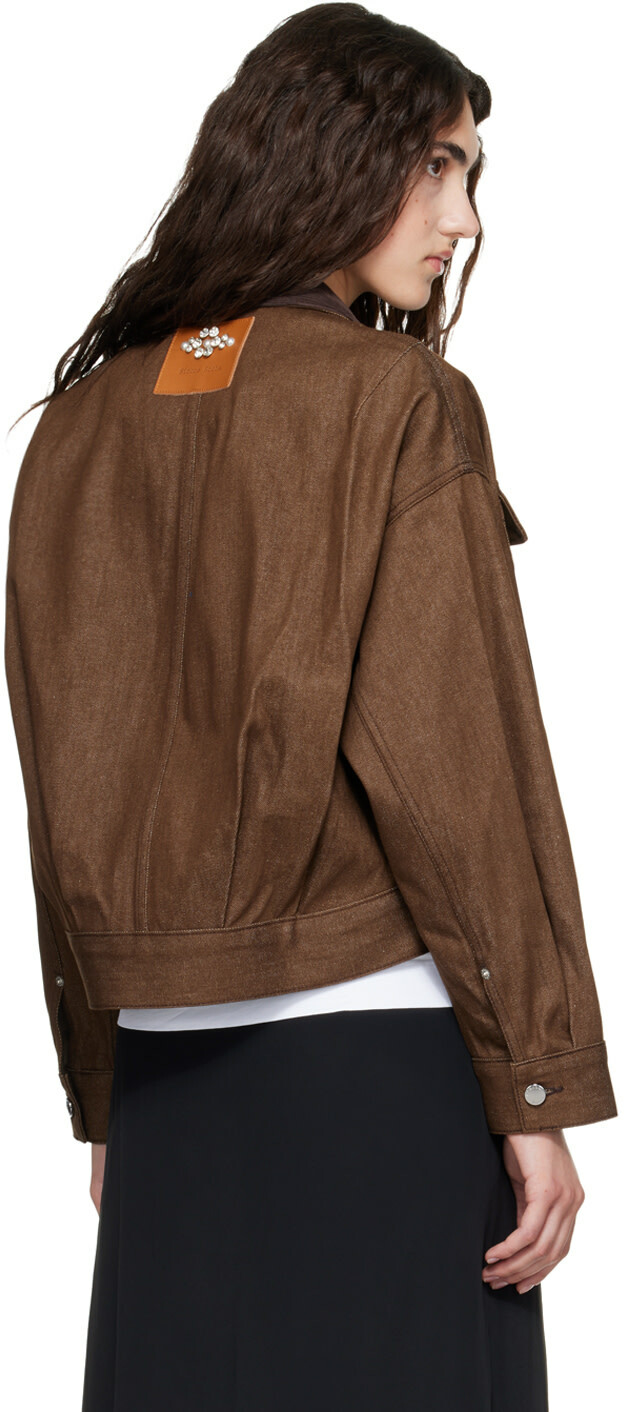 Simone Rocha Brown Cropped Utility Denim Workwear Jacket