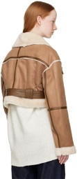 LVIR Brown Paneled Faux-Leather Jacket