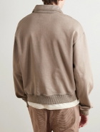 Story Mfg. - Geo Appliquéd Organic Cotton-Jersey Half-Zip Sweatshirt - Brown