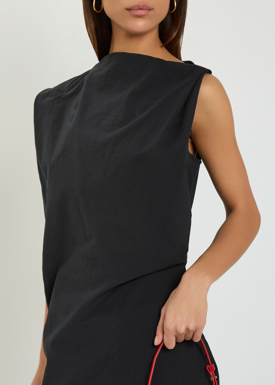 Jacquemus La Robe Drap Draped Cotton-blend Midi Dress Black
