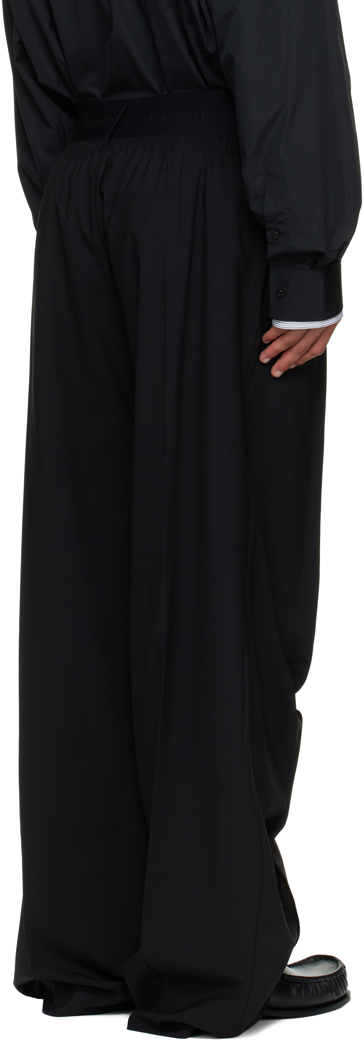 ALAINPAUL Black Knee Shape Tailored Trousers