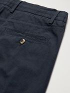 CANALI - Slim-Fit Cotton-Blend Drawstring Trousers - Blue