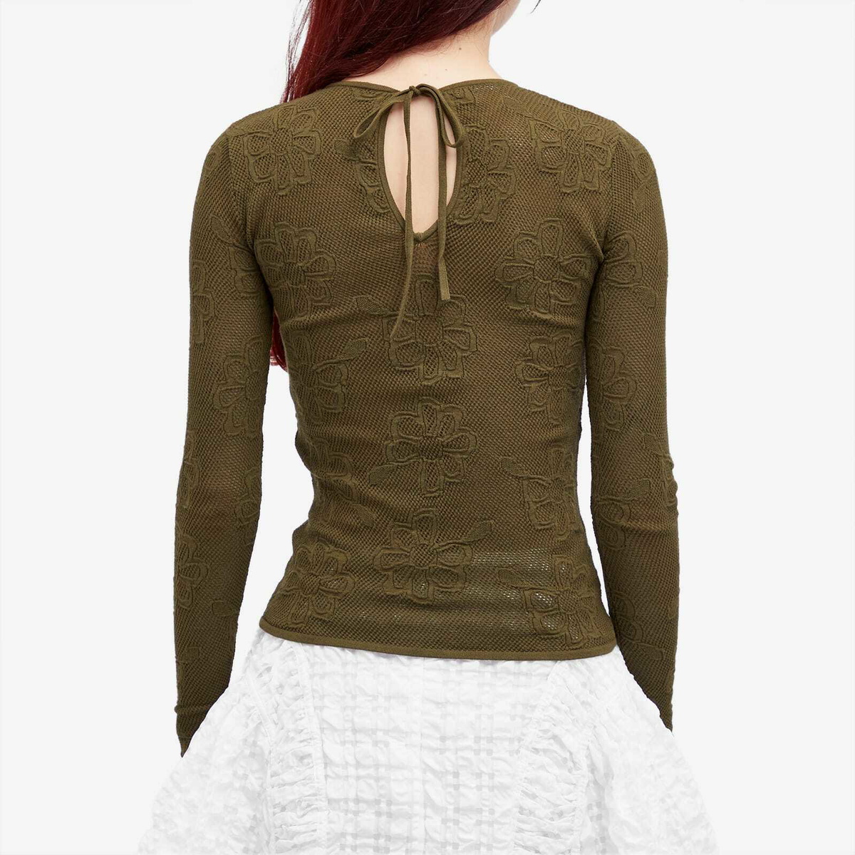 Cecilie Bahnsen Women's Olani Mesh Top in Olive