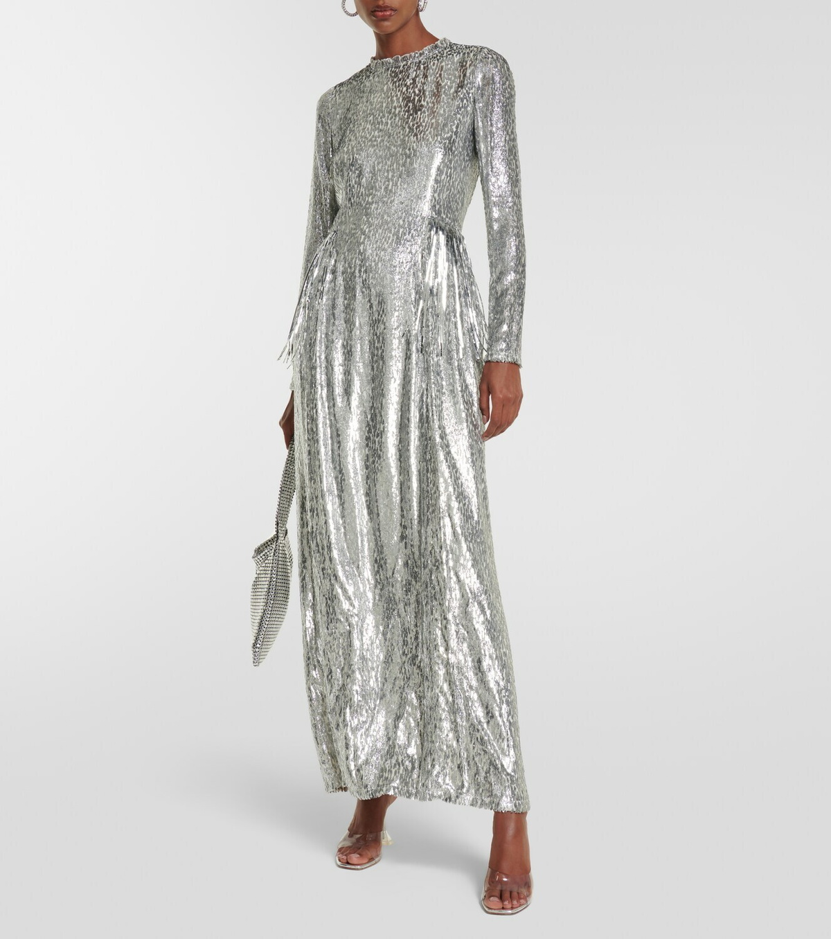 chinese dress ladies VANOZZA METALLIC LONG SLEEVE MIDI DRESS – Traveling Chic Boutique, VA main image 0