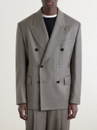 Versace - Double-Breasted Pinstriped Wool-Twill Blazer - Gray