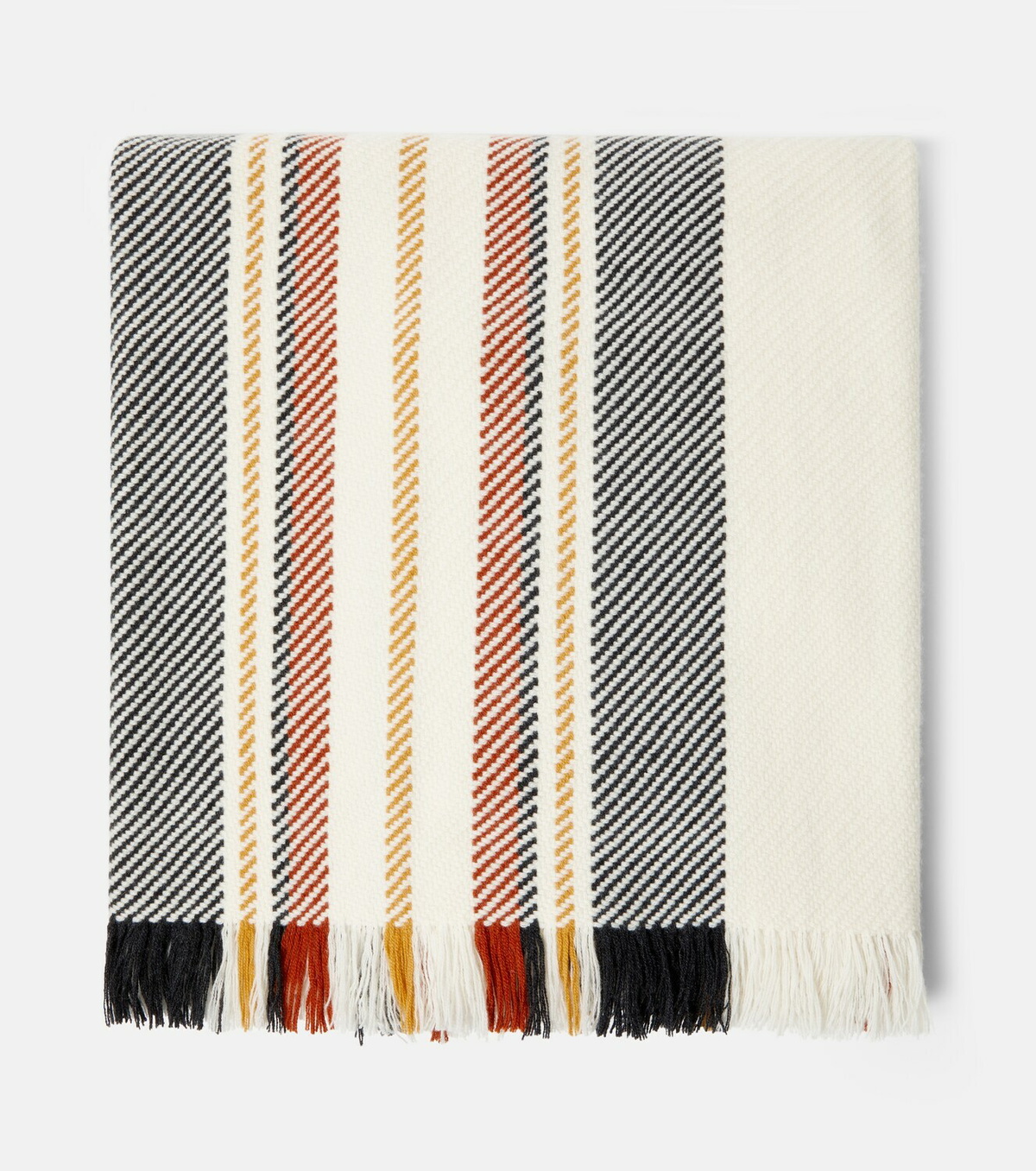 Loro Piana Fringed striped cashmere blanket