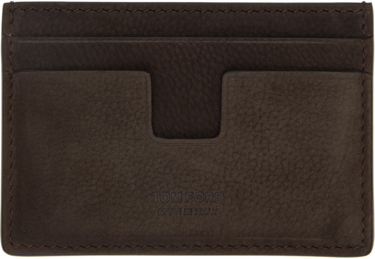 Tom Card TOM FORD Brown Nubuck Classic Card Holder TOM FORD