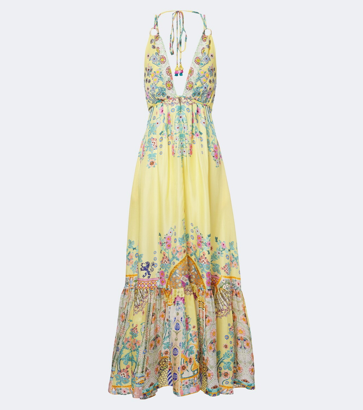 Camilla Sequined floral silk maxi dress