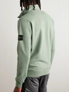 Stone Island - Logo-Appliquéd Cotton-Jersey Zip-Up Sweatshirt - Green