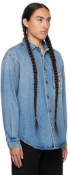 MSGM Blue Patch Pocket Denim Shirt