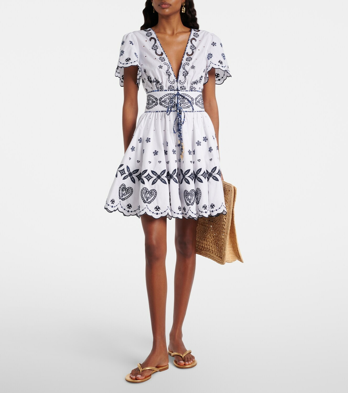 Camilla Embroidered cotton minidress