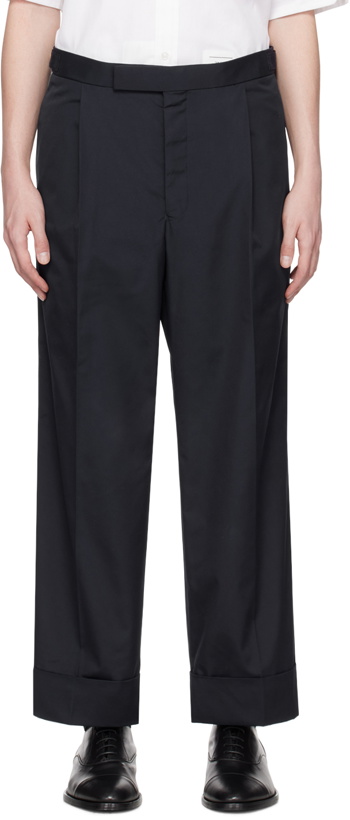 Photo: Thom Browne Navy Tricolor Cuff Trousers