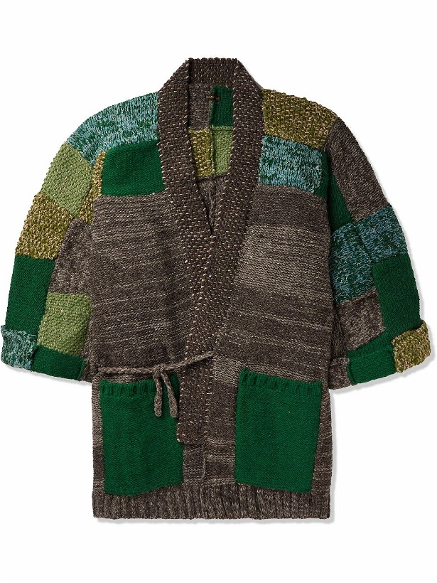Photo: KAPITAL - Tugihagi Kesa Colour-Block Wool, Linen and Cotton-Blend Cardigan