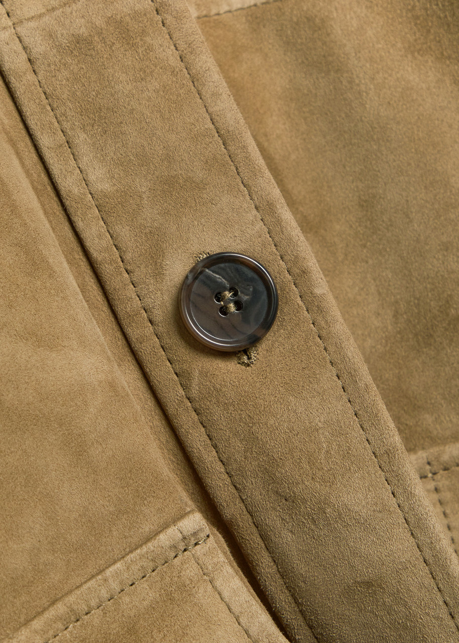 Arma Kaylee Panelled Suede Overshirt Olive