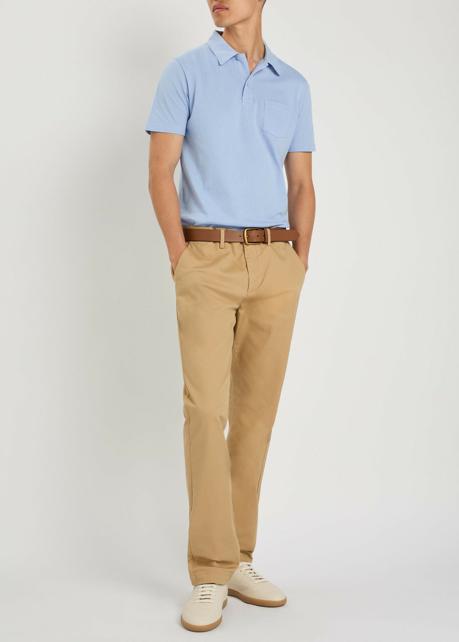 Sunspel Cotton-mesh Polo Shirt Blue