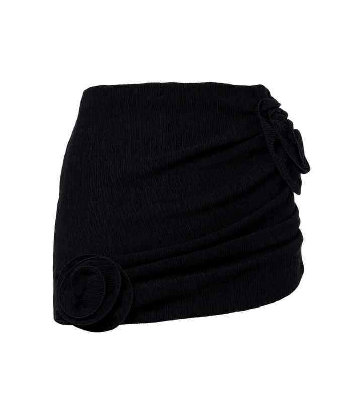 Photo: Magda Butrym Floral-appliqué crêpe miniskirt