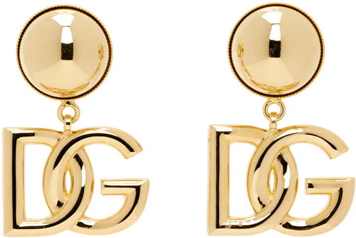 Photo: Dolce&Gabbana Gold 'DG' Logo Clip-On Earrings