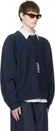 Hed Mayner Navy Embroidered-Logo Sweatshirt