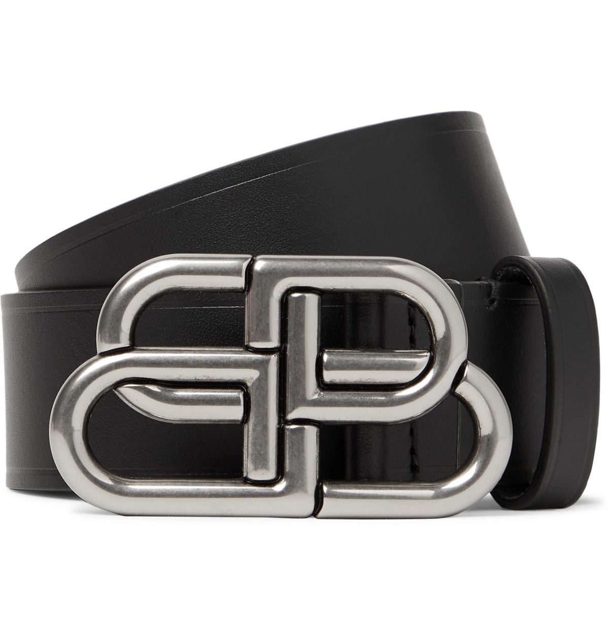 Balenciaga BB-buckle leather belt - White