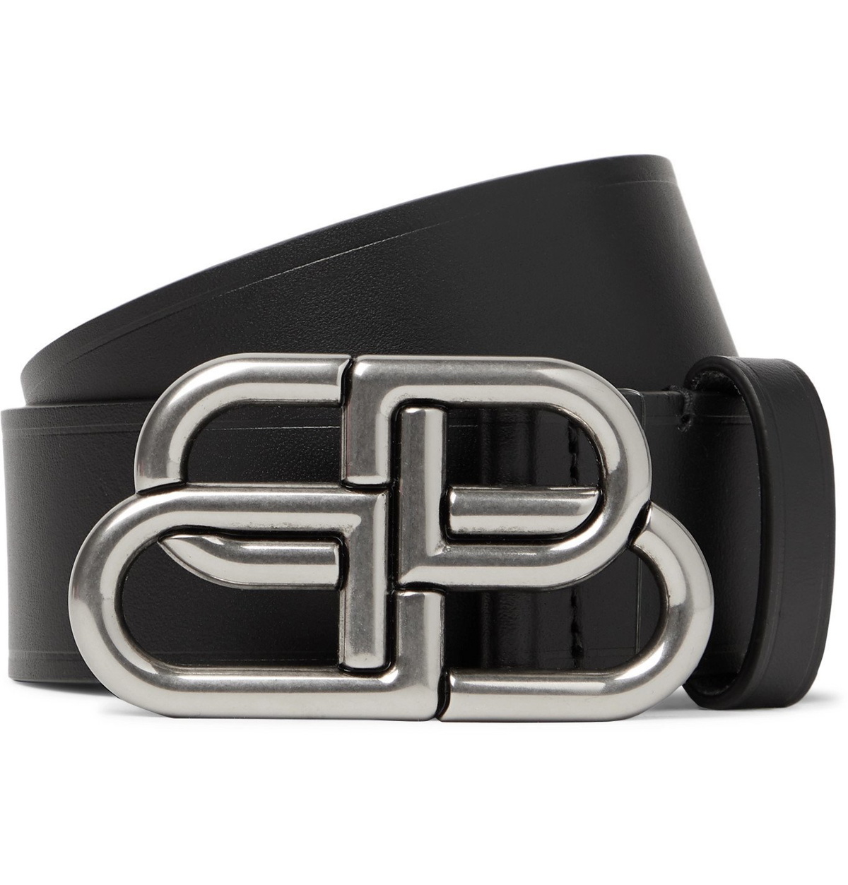 Balenciaga Bb Hour Leather Belt - Black