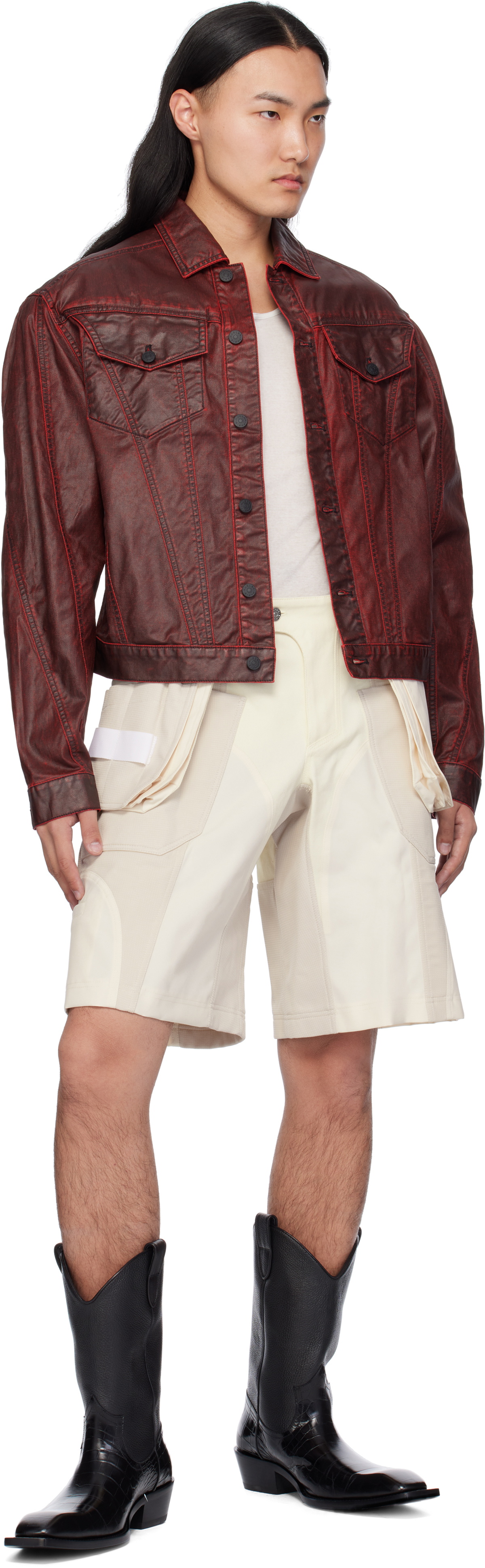 Mugler Off-White Technical Fabric Cargo Shorts