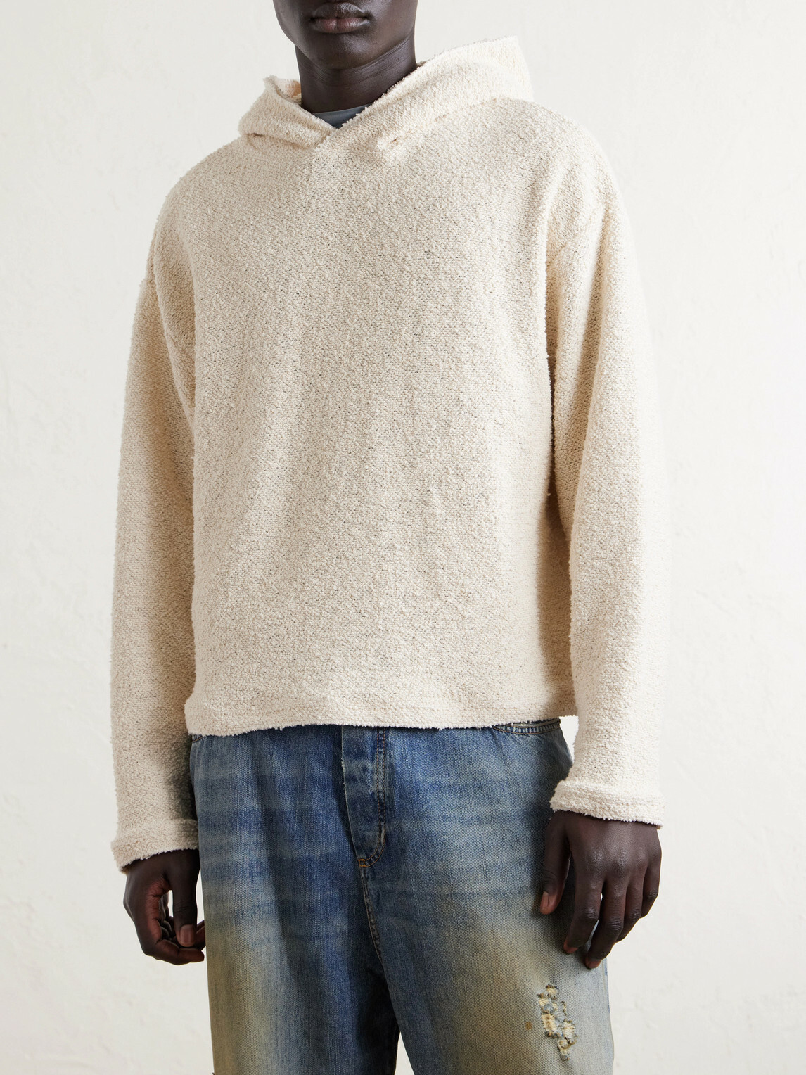 424 - Cotton-Blend Bouclé Hoodie - Neutrals