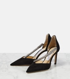 Jimmy Choo Bee 85 embellished suede pumps