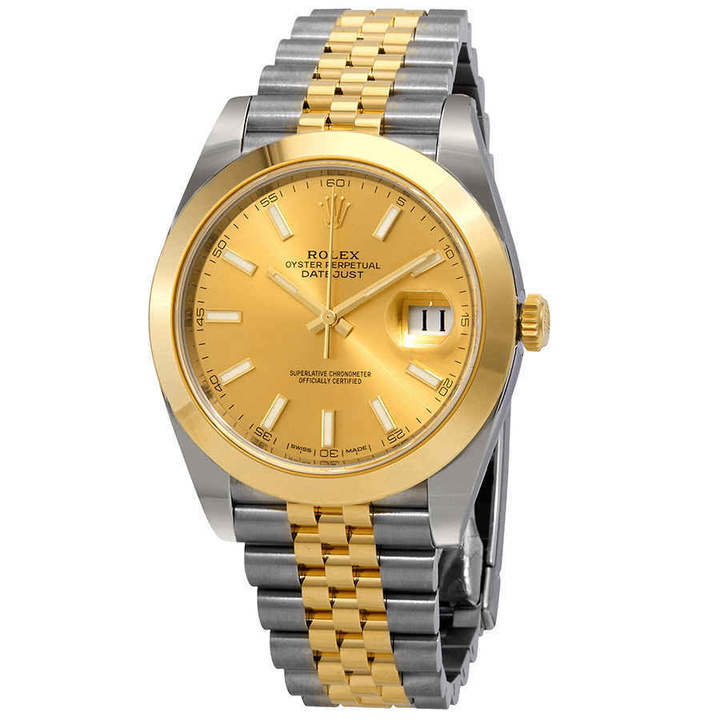Photo: Rolex Datejust 41 Champagne Dial Steel and 18K Yellow Gold Jubilee Bracelet Mens Watch 126303CSJ