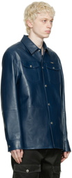 Alexander McQueen Blue Paneled Leather Jacket
