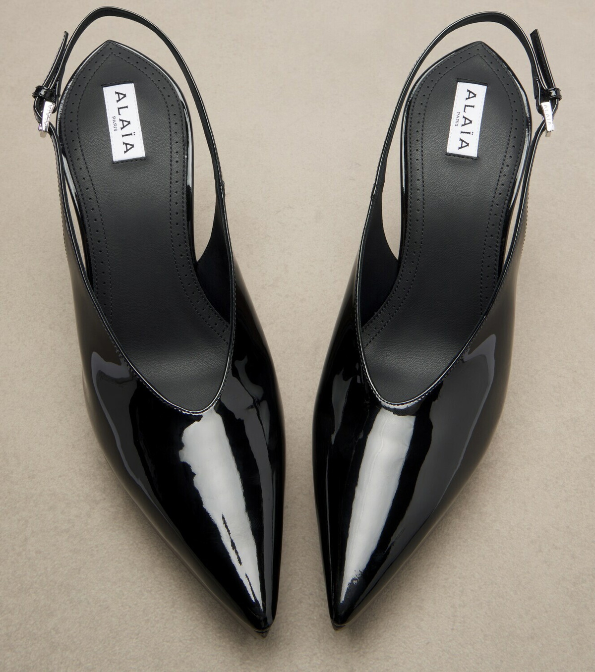 Alaïa Patent leather wedge slingback clogs
