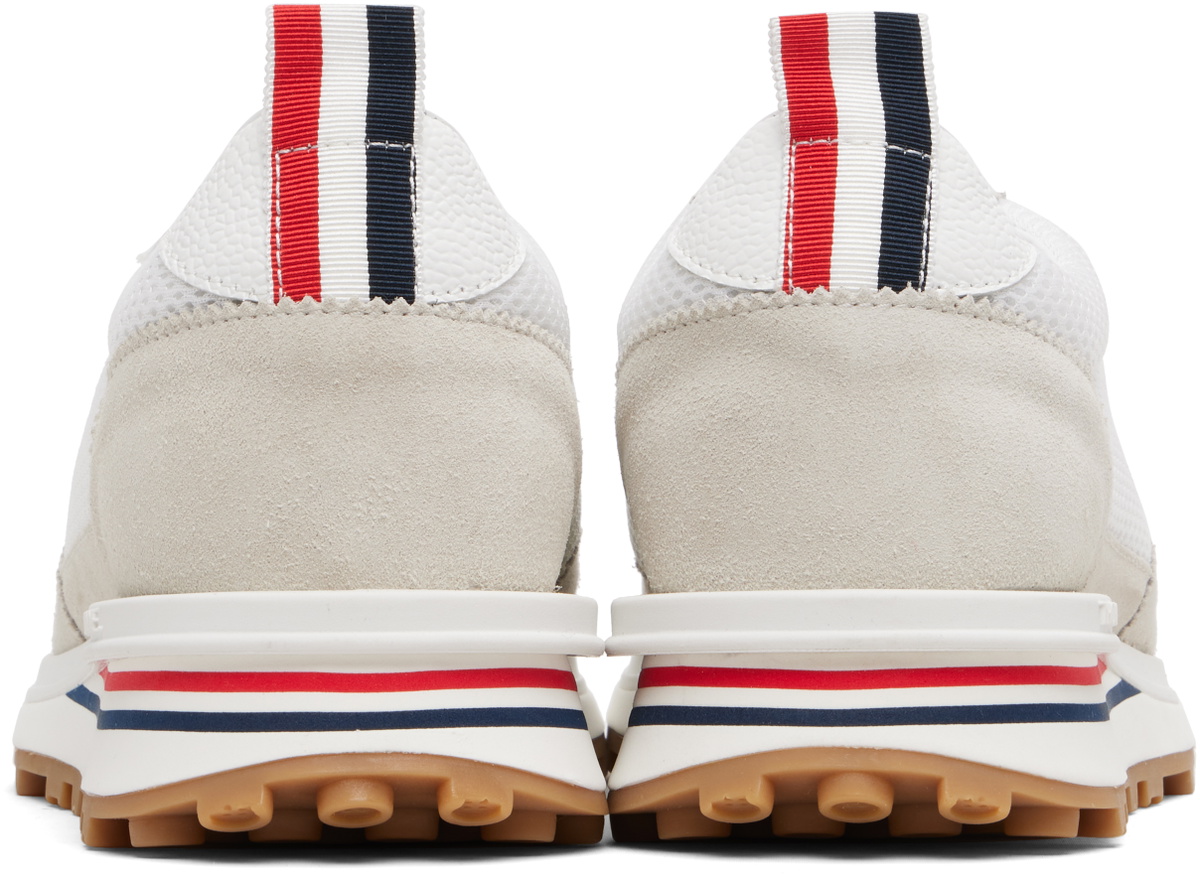 Thom Browne White & Beige Nylon Tech Runner Sneakers