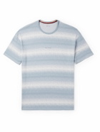 Paul Smith - Logo-Embroidered Striped Cotton and Modal-Blend Piqué T-Shirt - Blue