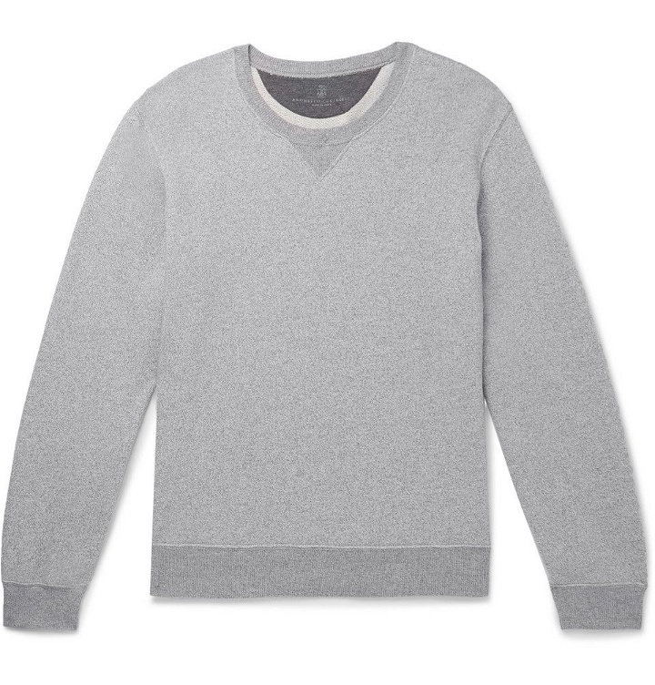 Photo: Brunello Cucinelli - Mélange Loopback Cotton-Jersey Sweatshirt - Gray
