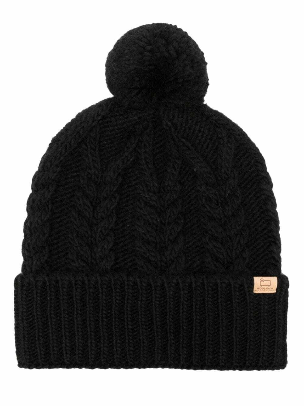 WOOLRICH Wool Cable Pom Pom Beanie Woolrich