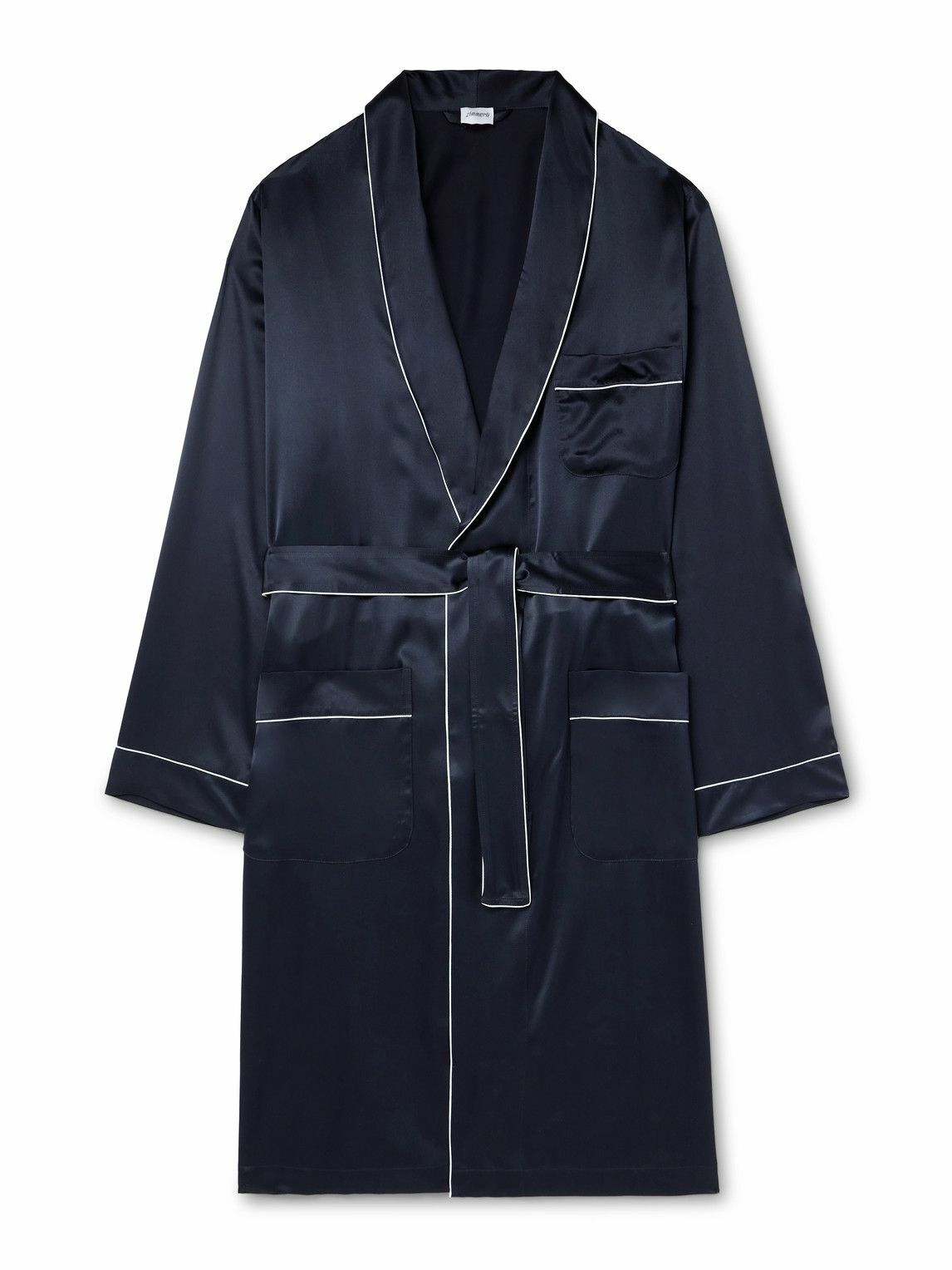 ZIMMERLI - Belted Silk-Satin Robe - Blue