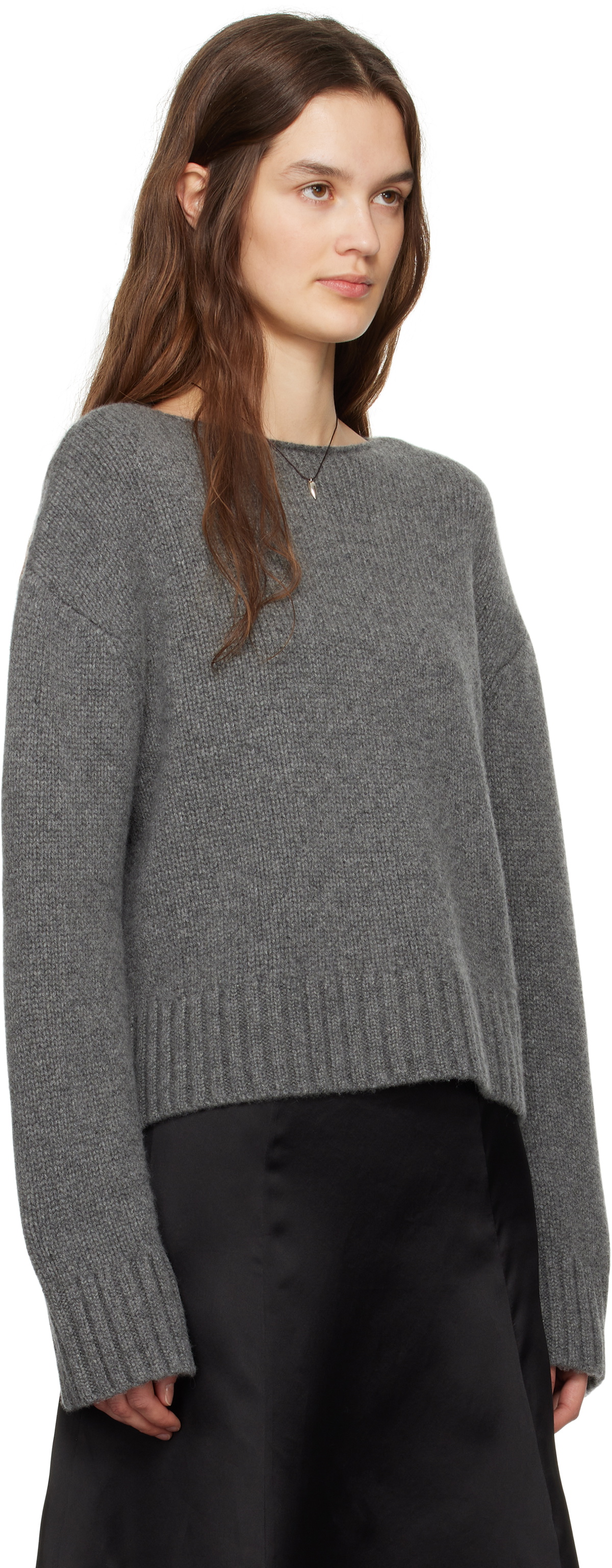 Ruohan Gray Cropped Sweater