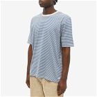 Folk Men's Stripe T-Shirt in Cobalt Ecru