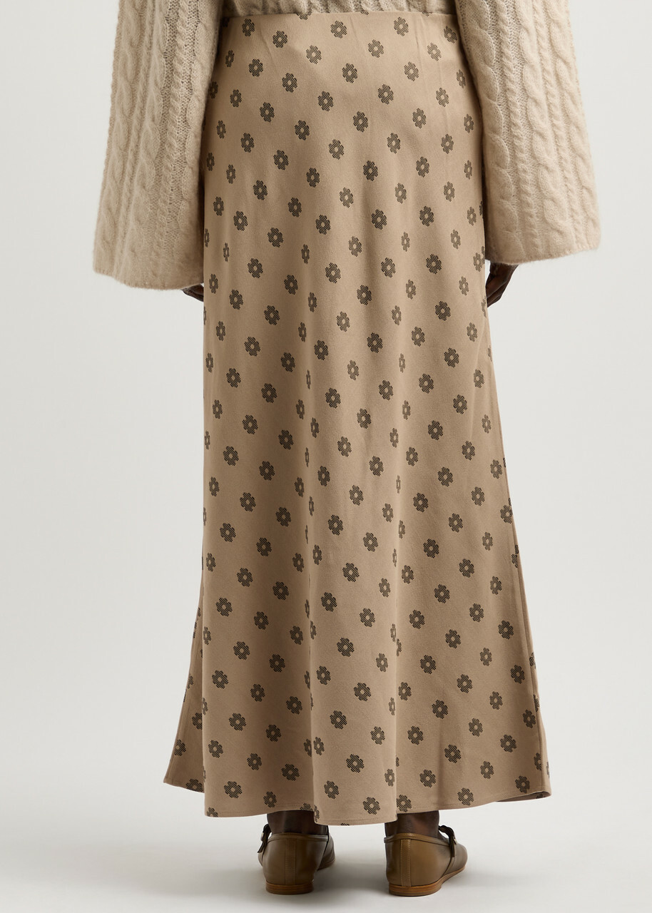 BY Malene Birger Boshan Floral-jacquard Midi Skirt Beige
