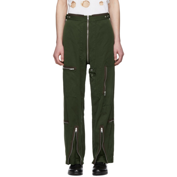 Maison Margiela Green Zipper Trousers Maison Margiela