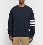 Thom Browne - Oversized Striped Loopback Cotton-Jersey Sweatshirt - Navy